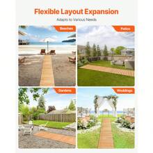 Wooden Garden Path, 8' X 17' - 16' Long X 17' Wide, Non-Slip Curved Garden Walkway/Non-Slip Straight Garden Walkway, Rolled Up Cedar Outdoor Walkway Path With Wire Rope Connection, Decorative Lawn Paving Stones For Backyard Boardwalk Wedding Party - 12 Feet X 17 Inches, Straight - View 6