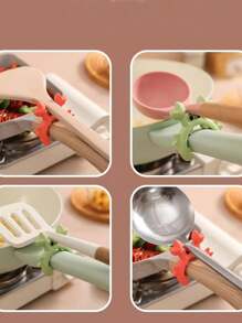 1pc Crab Shaped Silicone Utensil Rest, Heat Resistant Kitchen Tool Holder, Indispensable Cooking Accessory - Multicolor - View 4