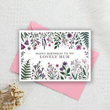Tarjetas de cumpleaños para mamá - Tarjetas de cumpleaños feliz con flores - Tarjetas con flores - Tarjetas de cumpleaños divertidas - Flores de jardín rosadas y moradas - Regalos de cumpleaños para mamá