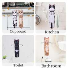 Ręcznik z mikrofibry z wzorem kota, superchłonny, dwuwarstwowy, dekoracyjny ręcznik do kuchni