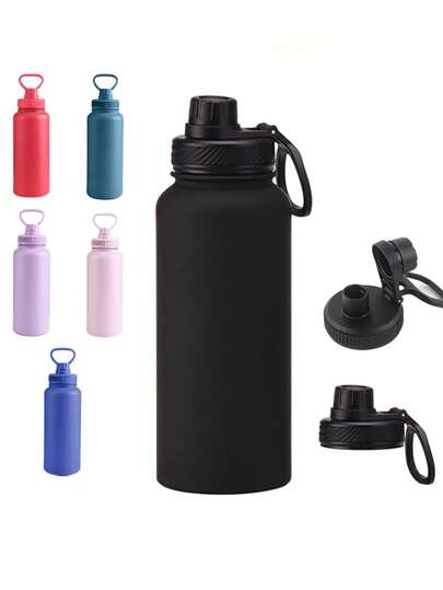 1pc 32oz Stainless Steel Insulated Water Bottle, Leak-Proof Double Wall Vacuum Cup, Great For Outdoor Activities,  Bottle Hot Drinks Insulated Flask
