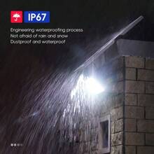 Outdoor Solar Street Lights With Remote Control, Featuring Human Sensing And Smart Light Control, IP67 Waterproof, Suitable For Long-Lasting Illumination In Gardens, Garages, Warehouses, Pool Areas, And Farms.