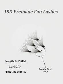 720Fans/Box 10D/12D/14D/16D/18D/20D Premade Fan Lashes 8-15mm Length 0.05 Thickness D Curl Loose Volume Fans Eyelash Extension For Professional Salon Use Lash Clusters, Eyelash Clusters, Individual Eyelashes, Lashes, Fake Lashes - D - View 11