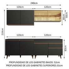 Madesa Gabinete Cocina Integral 240cm Reims Negro/Marrón 01 - Negro y Marrón - Ver 3