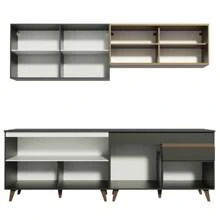 Madesa Gabinete Cocina Integral 240cm Reims Negro/Marrón 01 - Negro y Marrón - Ver 10