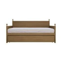 Mid-Century Expandable Twin Size Wooden Daybed With Trundle, Light Oak