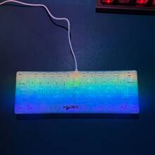 60% 有线游戏键盘，RGB 背光超紧凑迷你键盘小型紧凑透明键帽适用于 PC/游戏玩家（白色透明） - White Transparent - 查看 9
