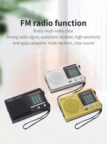 便携式 AM/FM 收音机，全频段收音机，单声道，数字处理芯片，电池供电，超长续航，带闹钟和睡眠功能，复古全频段收音机 - 黑色 - 查看 3