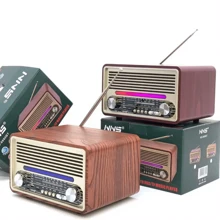 NNS Radios portátiles AM/FM/SW, radios retro vintage de onda corta con transistores y parlantes, Con luz RGB,compatible con alimentación por USB , Bluetooth/TF - Marrón - Ver 7