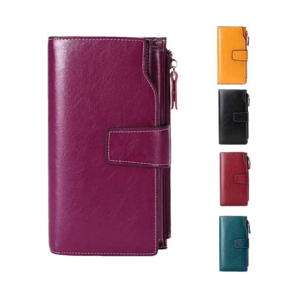 Cartera delgada con bloqueo RFID para hombres con bolsillo para monedas - Tarjetero de cuero genuino, clip de aluminio y diseño emergente | Cartera compacta y segura para uso diario