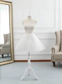 1 Stück Damen 80 cm langer Kristall Tüll Unterrock & 40 cm kurzer knochenfreier Petticoat, Lolita verstellbarer Krinolinen Petticoat, Soft Girl Puff Rock, Wolkenrock, kann zu langen & kurzen Kleidern getragen werden, geeignet für Hochzeit, Party, Auftritt, Cosplay, Tanz