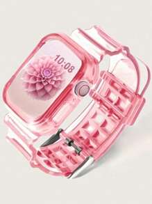 2 合 1 水晶透明表带带保险杠外壳兼容 Apple Watch 38/40/41/42/44/45/46 毫米，果冻运动保护性替换腕带表带兼容 Apple Watch 10/9/8/7/6/5/4/3/2/1/SE 女士男士