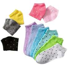 10/5 pares Calcetines cortos para mujer de colores caramelo con estampado de corazones y rayas - Mezcla de poliéster transpirable, con detalle acanalado, para uso casual y de moda