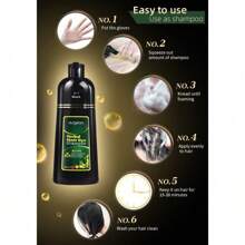 Dark Brown Hair Color Shampoo For Gray Hair 500ML Instant Hair Dye Shampoo For Men & Women-3 In 1 Color Shampoo+Natural Black Hair Color Shampoo For Gray Coverage+True Sons Hair Dye Foam For Men, 3 In 1 Herbal Hair Shampoo For Women And Men, 500ML - 黑色 - 查看 6
