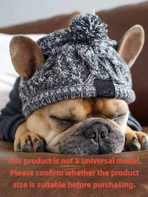 1pc Pet Autumn And Winter Warm Windproof Knitted Hairball Hat Cute Funny Pet Headgear