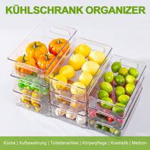 Nifogo Kühlschrank Organizer 6er Set (3 Größe) Küchen Organizer, Durchsichtig Stapelbare Aufbewahrungsbox Organizer, ideal für Speisekammer,Gefrierschrank,Schrank, Schublade,Büro - transparent - Übersicht 2
