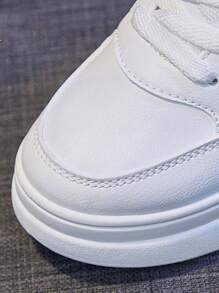 Señoras versión coreana de la nueva parte inferior gruesa zapatos deportivos casuales, la moda de peso ligero transpirable plana zapatos de las mujeres de tenis, cordones de cabeza redonda antideslizante desgaste zapatos para correr