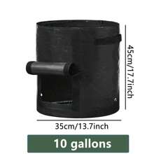 10 Gallon Potato Planting Bag With Handle And Entrance Flap For Growing Potatoes, Carrots, Onions, Taro, Radishes, Peanuts, Garden Vegetable Planter, - Black - View 2