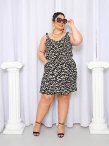Women's Plus Size Jumpsuit Short Skirt With Printed Lining Summer - 顏色 25 - 查看 2