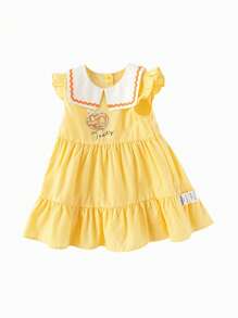 Balabala Girls' Navy-Style Princess Dress, Sweet & Charming - Yellow Tone - View 4