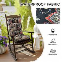 Waterproof Rocking Chair Cushion Set 2PACK Cushion Back & Seat Bottom For Rocking Chair Cushion Set Pad Upper & Lower Chair Cushions For Home Garden Outdoor - Black Flower - View 6