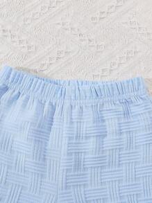 2pcs/Set Summer New Baby Boy Jacquard Fabric Polo Neck Shirt And Casual Shorts - Blue - View 5