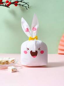 50pcs Candy Bags, Cookie Bags, Gift Bags For Easter, Cute Cartoon Rabbit Ear & Ditsy Floral Pattern, Party Favor Packaging Bags, Gift Bags