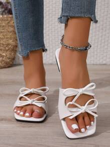 Women's Flat Sandals With Bow Decor, Open Toe, Non-Slip Sole, Fashionable & Comfy Roman Style Slippers, Suitable For Indoor, Leisure And Occasions