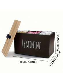 乡村农舍木制卫生棉条收纳盒带盖 - 多功能浴室收纳盒，适用于女性用品、家居装饰配件浴室卫生棉条收纳盒小型浴室收纳柜 - 彩色 - 查看 3