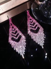 Glamorous Spring Lavender CZ Crystal Tassel Earrings Stud Dance Club Party Graduation Jewelry 1 Pair - Multicolor - View 16