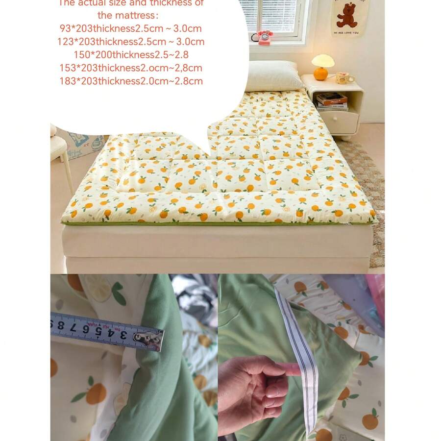 Gewatteerde matrasbeschermer/topper, matras voor thuisgebruik, futonkussen, dubbelzijdig zacht matras voor studentenhuisvesting. (Houd er rekening mee dat het werkelijke product enigszins kan afwijken van de afbeelding vanwege compressie en belichting, wat een normaal verschijnsel is na ontvangst van de goederen.)