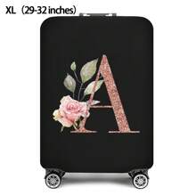 Initial Name A To Z Rose Gold Letter Luggage Cover Stretch Fabric Suitcase Protector Baggage Dust Case Cover Suitable For 18-32 Inch Suitcase Case Travel Organizer Luggage Protector Bag For School School Accessories School Stuff - Black - View 34