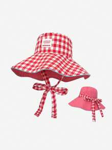 1pc Women Reversible Checkered Bucket Hat, Tie Closure, Casual Sunscreen Hat For Spring/Autumn, Suitable For Outdoor And Daily Use - MZ2679 - View 14