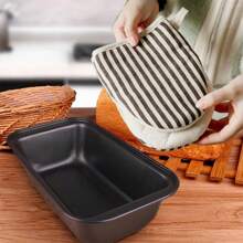1PC/2/4pcs 小面包盘用于烘烤面包，碳钢迷你面包盘用于自制面包，烤盘锡家庭布朗尼和磅蛋糕，非常适合夏季烘焙，灰色，免费硅胶刷：颜色随机。
