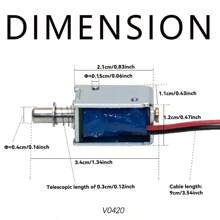 1pc DC12V Push&Pull Type V0420 Open Frame Electromagnet Keepping Force 2.45N Travel 3mm Linear Solenoid ,Automation Production Components Valve Control Sensors Departure Conveyor Positioning Door Control Systems Robotic Arms Courier Cabinets