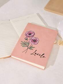 1pc Personalized Notebook, Customizable Notebook With Birthday Flowers And Name, Customized A5 Journal With Personal Name And Flowers, 5.8"X8.3" 100 Sheets 200 Pages,Back To School,School Supplies,Multi-Functional,Ornamental,Reusable,Modern,Colorful,Cute,Vintage,Cartoon,Kawaii,Custom,Personalized,Unique,Customized,Workers,Clients,Students,For Business/Work/Office,For School,Office Decor - Multicolor - View 5