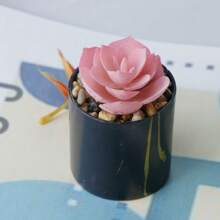 1 件人造多肉植物盆，仿大理石图案设计花盆，免维护装饰，适用于卧室、客厅、办公室家居、夏季配件 - 綠 - 查看 7