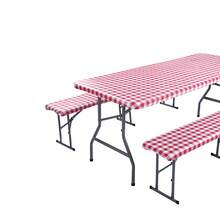 3pcs Picnic Table And Bench Set Cover, Waterproof Tablecloth For 6ft Rectangular Table, Vinyl Flannel Backing, Elastic Edges - Suitable For Outdoor Parties, Indoor Dining, Patio, Garden (30 X 72 Inches) - 30*72in - View 10