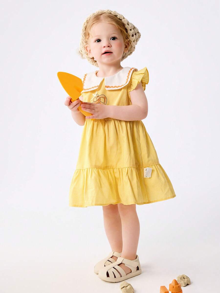 Balabala Girls' Navy-Style Princess Dress, Sweet & Charming - Yellow Tone - View 1