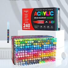 1 Set Multi-Colour Acrylic Paint Soft Tip Pen Stroke Marker Set Multi-Color Waterproof Quick Dry Marker Creative DIY Handbook Painting Graffiti God Poster Handwriting Greeting Card Drawing Pen Art Design Gift Stationery Student Office Hand Drawing Tools Cost-Effective Art Tools