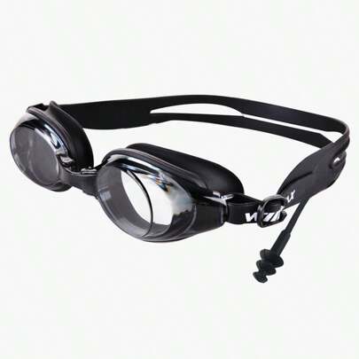  WIN.MAX Adult High Definition PC Swimming Goggles, Leak-Proof Anti-Fog Waterproof Protective Glasses, Unisex, Adjustable Strap, Includes Ear Plugs, Comes With S And L Nose Clips