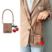 Luxury Retro Floral Flower Phone Case With Cherry Pendant Leather Strap Compatible With Samsung Galaxy Z Flip 5 6 Z Flip6 ZFlip 5 Zflip6 Zflip7 Shockproof Back Cover,Phone Case Compatible With Motorola - Brown + Short Rope + Long Rope - View 1