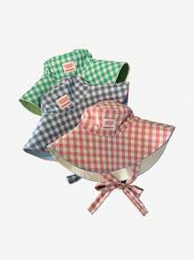 1pc Women Reversible Checkered Bucket Hat, Tie Closure, Casual Sunscreen Hat For Spring/Autumn, Suitable For Outdoor And Daily Use - MZ2679 - View 2