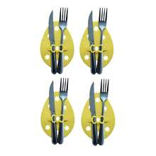 4 Pcs Easter Egg Shaped Cutlery Holder Felt Flatware Bags Table Decorations For Party - Yellow - View 1