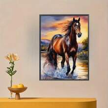 1 Set DIY 5D Diamond Painting - Majestic Galloping Horse At Sunset, 11.8x15.75 Inches Unframed Art | Full Round Diamond Drill And High-Quality Canvas | Vibrant Home Decor Craft For Beginners And Relaxation Enthusiasts - Multicolor - View 3