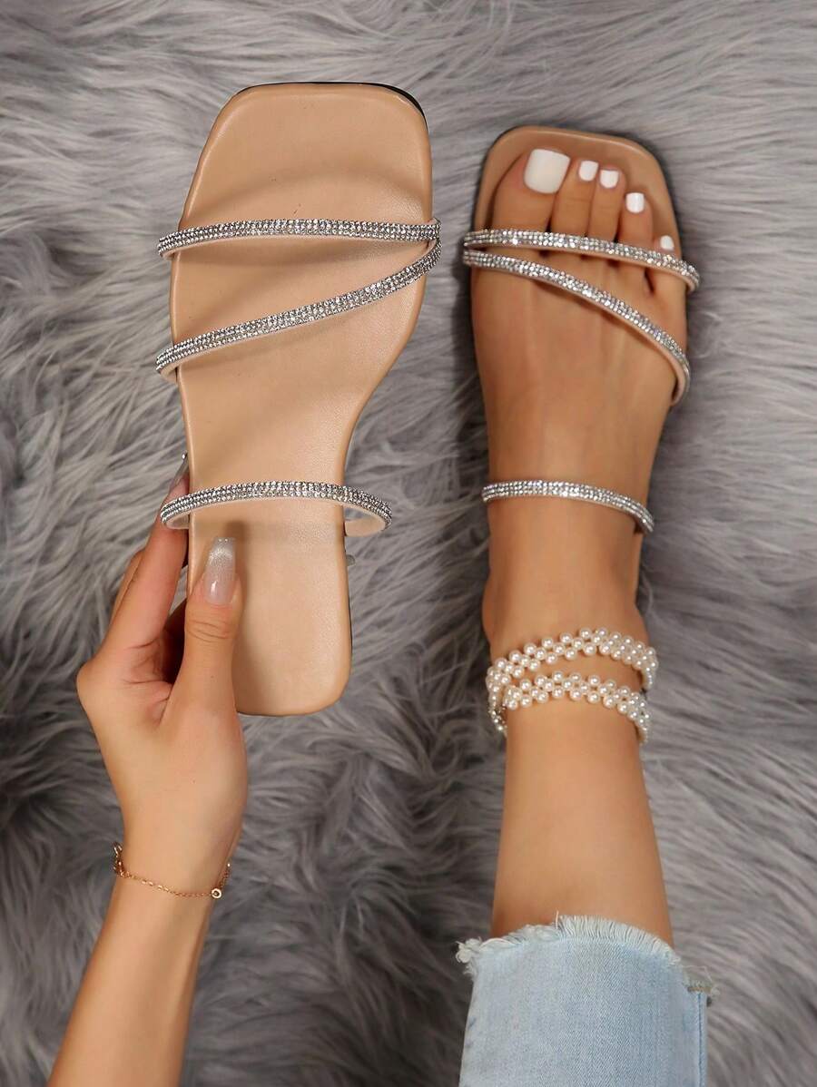 Fashion Slip-On Flat Slippers For Women, Net Celebrity Lady Style High-End Casual Sandals Suitable For Street, Gathering, Party, Date And Commuting,Spring Summer Outfits