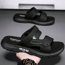 Men's Rubber Sandals, Summer Flip Flops, Beach Dual-Use With Thick Sole, Non-Slip Open Toe And Breathable