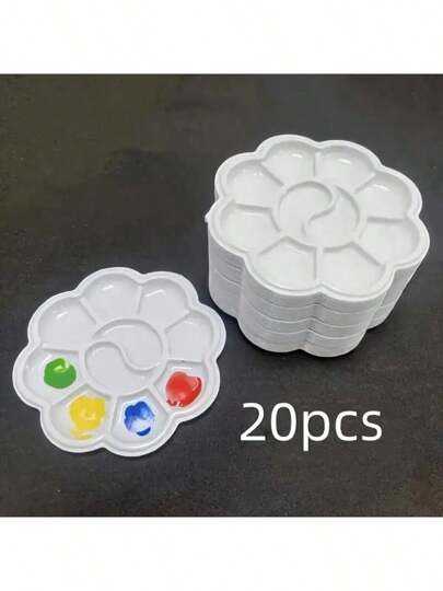 5pcs/10pcs/20pcs Mini Flower Shape Plastic Palette - Art Mixing Tray For Watercolor And Gouache Painting,Back To School,School Supplies