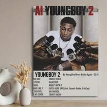 Framed  AI Youngboy 2 Album Cover Canvas Print -  Vintage Phrenology Art Poster, High-Quality Waterproof Music Themed Wall Decor For Indoor Spaces, Contemporary Style, Music Decor, Perfect For Room Decor - 框架 - 查看 2