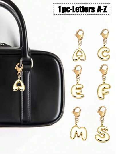 可爱泡泡字母可爱项链吊坠包吊坠-幸运吊坠、可爱嘻哈风格首字母、字母 A-Z、闪亮合金包和背包吊坠-生日和特殊场合的完美礼物、钥匙圈包背包吊坠汽车吊坠女士和女孩的礼物、钱包和手提包配件、情人节礼物、教师节礼物、母亲节礼物。